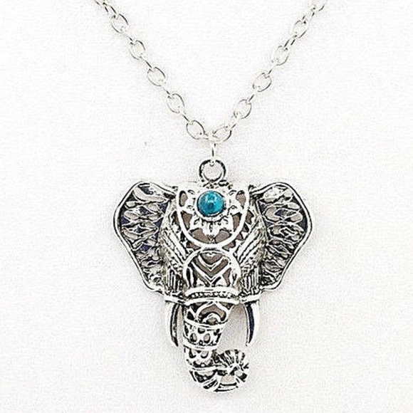 Jewelry - New Elephant Necklace Turquoise Silver Tone
